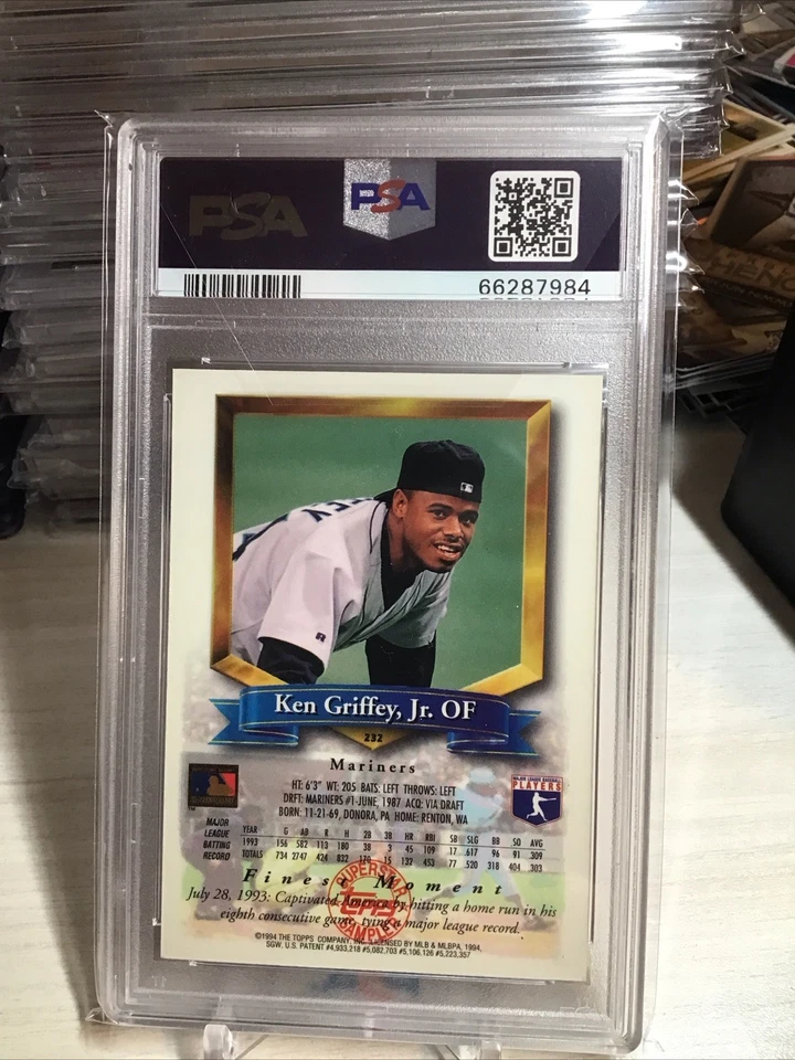 1994 Topps Finest #232 KEN GRIFFEY Jr HOF PSA MINT 9 SUPERSTAR SAMPLER LOW POP - Image 3 of 3