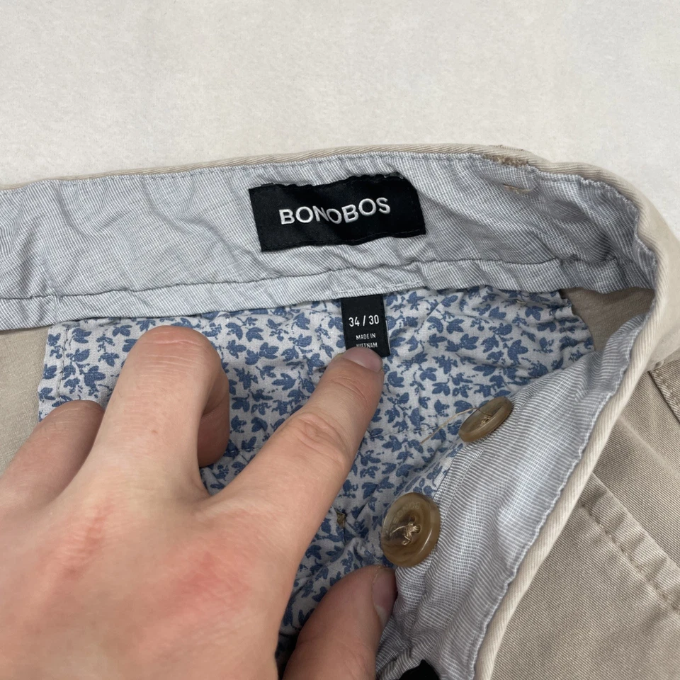 Лот из 4 Bonobos брюки мужские 34 x 30 прямой хаки Chinos желтовато-коричневый коричневый темно - Изображение 3 из 4