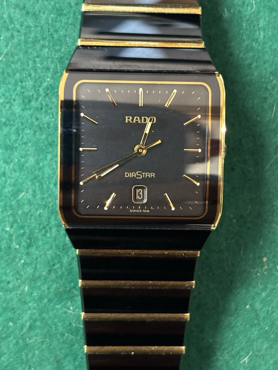Rado DiaStar Quartz Men's Watch Waterproof Black Gold Ceramic Band