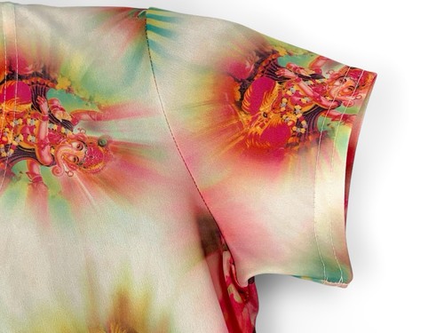 Maxi abito anni 90 Tripp Pop Art mod hippie grunge glam rock Durga Kali S/M - Foto 6 di 13