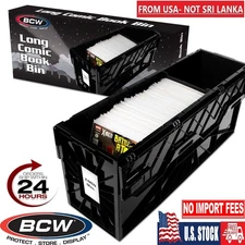BCW LONG Comic Book Storage Box Bin Heavy Duty Plastic Stackable Hold 300 Bags