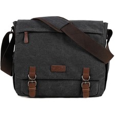 Vintage Messenger Bag for 15.6" Laptop, Large Canvas Crossbody Purse, Travel Bri