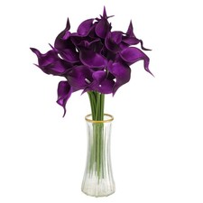 20pcs Artificial Calla Lily Fake Silk Flowers for Home Decor Dark Purple 