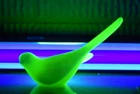 Vintage Unmarked Pre-1970 Fenton Bird of Happiness Uranium Custard Satin Glass