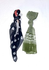 Lot of 2 Woman  s Summer Sheer Scarves Floral Casual Light Weight Blue Green