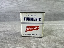 Vintage French's Ground Turmeric  1 1/2oz Tin White Red Flag