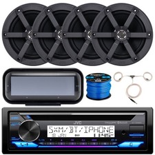 JVC KDT92MBS 1-DIN CD AUX Receiver, 4x 6.5" 100W Speakers, Cover, Wire  Antenna