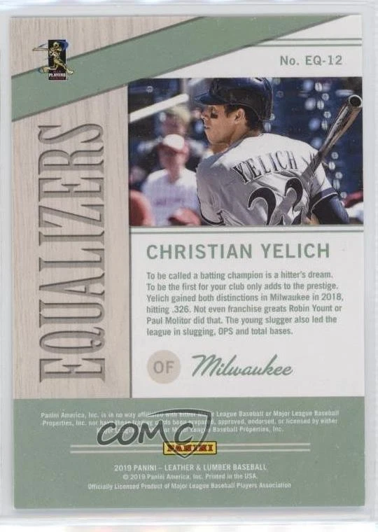2019 Panini Leather & Lumber Equalizers Gold /99 Christian Yelich #EQ-12 - Image 2 of 2