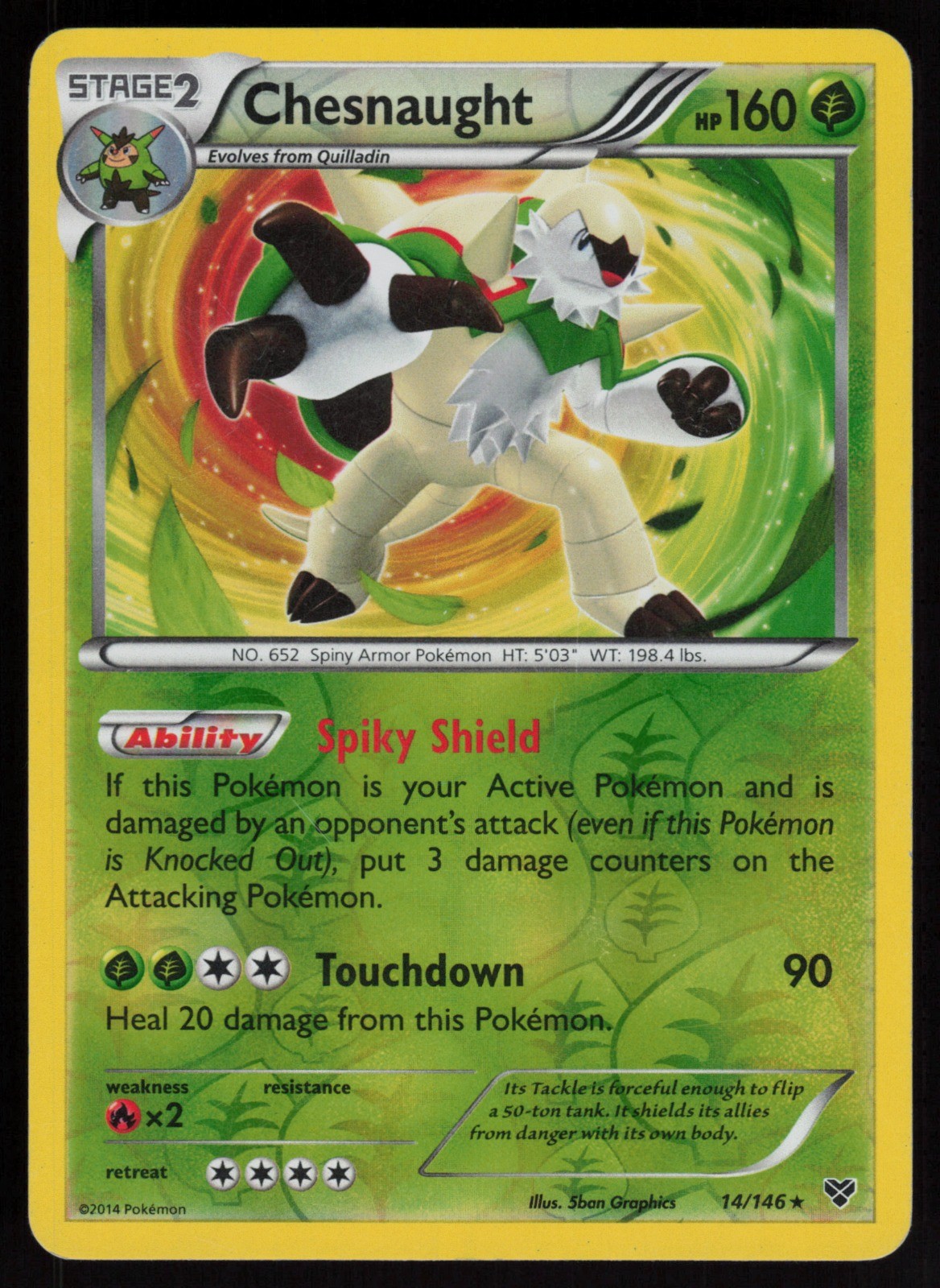 Reverse Holo Chesnaught 14/146 XY Base Set Pokemon TCG Card