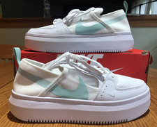 Nike Court Vision Womens Size 11 White Green Alta TXT Basketball Running Sneaker