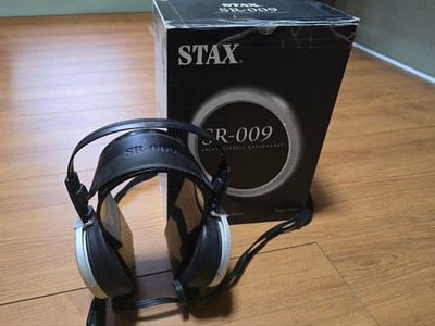 STAX SR-009 Electrostatic Earspeaker Headphones Black Tested  w/ Box