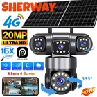 10K 4G Solar Security IP Camera Outdoor 4 Lens 4 Screen Zoom PIR Human Detection