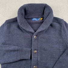 Polo Ralph Lauren Sweater Mens Small Blue Shawl Collar Button Front Cardigan