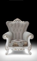 Chesterfield Design Sessel Polster Luxus Weiß Textil Couchen Wohnzimmer