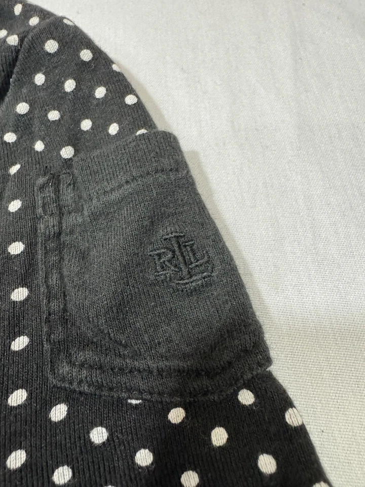 Lauren Ralph Lauren Petite Negro Blanco Lunares Manga Corta Pequeño Foto 3 de 4