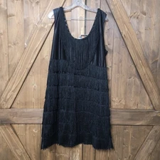 California Costume Collections Black Fringe Flapper Dress 1920s Style Adult L