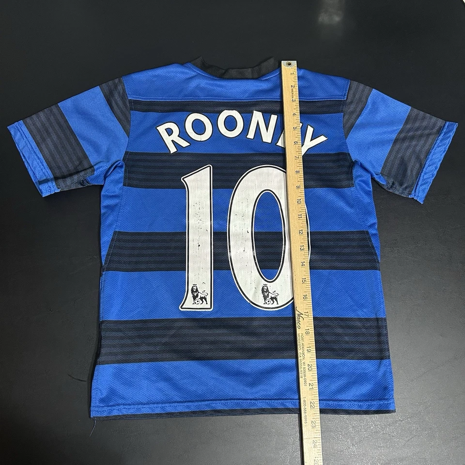 Camiseta deportiva 2011/12 Manchester United azul visitante #10 Wayne Rooney Nike juvenil talla 16 Foto 4 de 4
