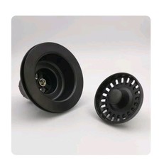 3-1/2 Inch Kitchen Sink Basket Strainer and Stopper Drain Assembly Matte Black