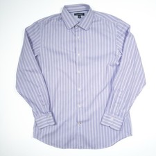 Banana Republic Non-Iron Slim Fit Striped Dress Shirt Men  s L 16-16.5 Purple