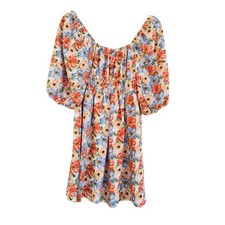 ASOS Design Floral Puff Sleeve Smocked Mini Dress (US 2/ UK 6 / EU 34)