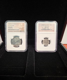 Lot of 2 1783MO FF Mexico 2R & REAL El Cazador Genuine NGC Shipwreck Coins