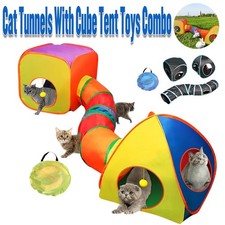 DIY Cat Tunnel with Cube Tent Set Interactive Play Toy for Indoor Cats & Kittens