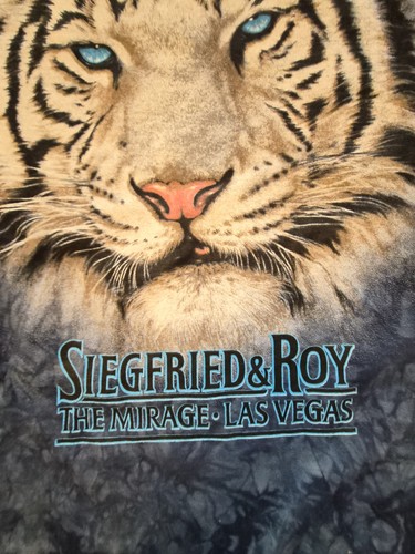 90s Tie Dye Blue White Tiger T-shirt XL Mirage Vegas Siegfried & Roy Vintage - Picture 3 of 8