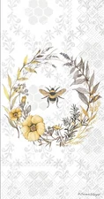 Napkin/Guest Towel - "Bee Wildflower Wreath" - Pkg of 16,  3-Ply Paper BF 933300