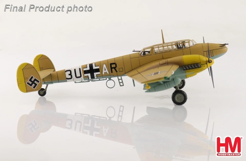 Hobby Master 1/72 HA1817 BF110E-2 Trop Messerschmitt 3U+AR 7/ZG26 1941 weathered - Immagine 3 di 4