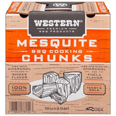 Mesquite Smoking Wood Chunks for BBQ Grill Smoker 500 Cubic Inch Box