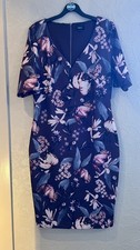 Next Women’s purple floral scuba short  sleeve Dress UK Size 14