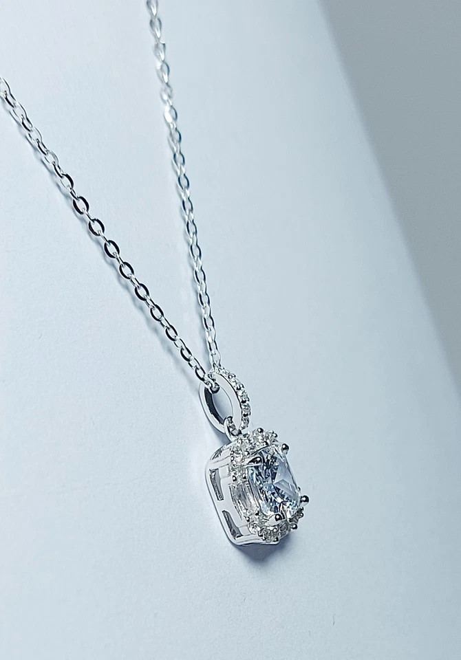 Collana argento 925 donna bianco ciondolo pendente punto luce zirconi brillanti - Immagine 3 di 4