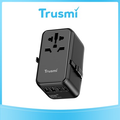 TRUSMI 68W 2 Type C & 2 USB Port Universal Travel Adapter with Type C Cable B...