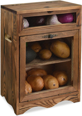 Free Assemble Wooden Countertop Potato and Onion Storage Bin Box,Countertop Cabi