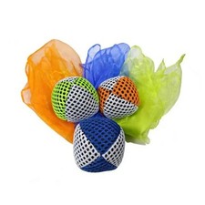 Juggling Balls and Scarves for Beginners, Non-Slip Mesh Orange Blue Green