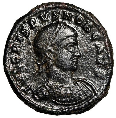 Crispus as Caesar Nummus ''Captives, Standard'' Siscia Very Rare