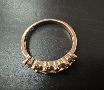 585 14K RG Rose Gold Stamped Symmetric Champagne Gemstone Size 7 Ring ...