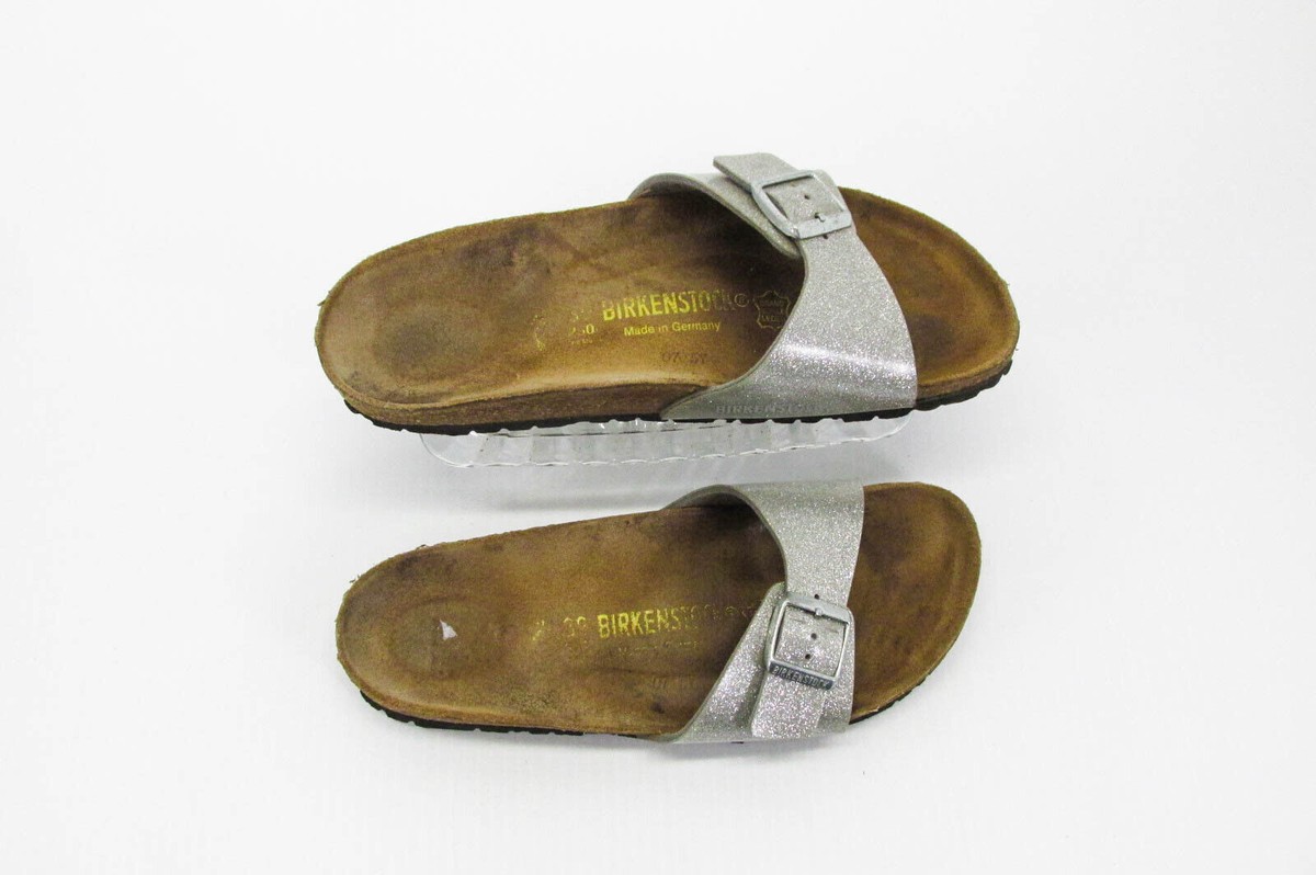 Birkenstock Women Sandal Madrid Size 8N Silver Buckle Slide