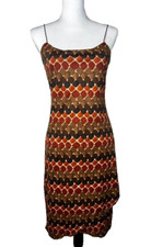 Windsor Party Dress BodyCon Strap Geometric Fall Colors Brown Sz Medium Womens