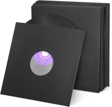 Facmogu 20PCS 12in Black Paper & Poly Lined Record Inner Sleeves for LP Vinyl