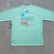 HUK Performance Fishing Rash Guard Men Large AMERICANA PURSUIT Long Sleeve Logo