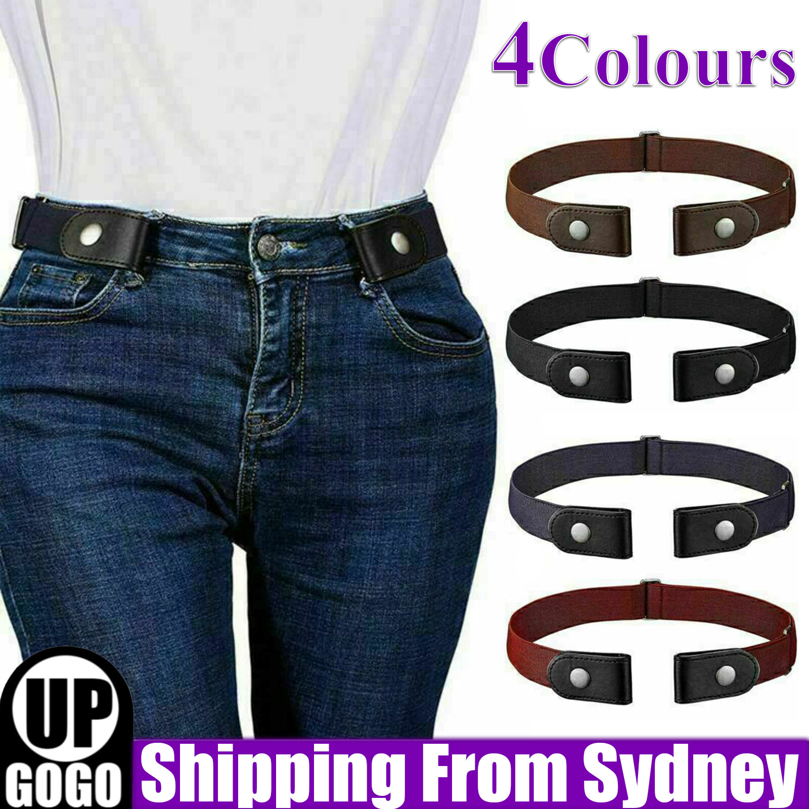 Buckle Free Stretch Elastic Belt Invisible No Bulge Hassle For Jean Women Men AU
