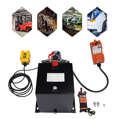 8qt Double Acting Hydraulic Pump DC 12V Trailer Power Unit Dump Wireless Remote
