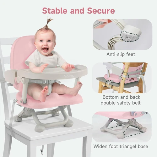 Travel Booster Seat w/ Tray Adjustable Folding High Chair Children Baby Armchair - Picture 39 of 78