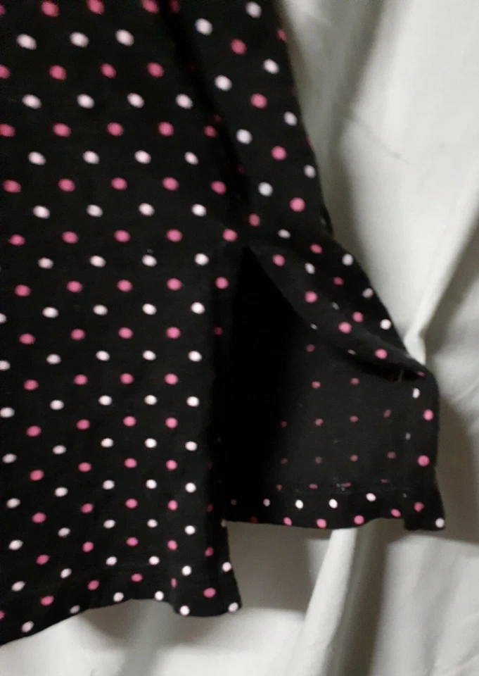 Camisón Charter Club negro lunares pantorrilla manga gorra algodón XS 38" BUSTO Foto 3 de 4