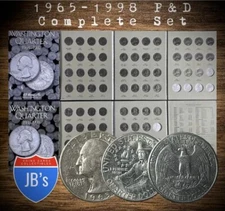 1965-1998 P&D WASHINGTON QUARTERS 66 COINS COMPLETE SET *JB's Coins*