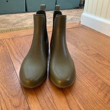 Army Green Rubber Rainboots Ankle Waterproof Mud proof Gardening Pull Tab
