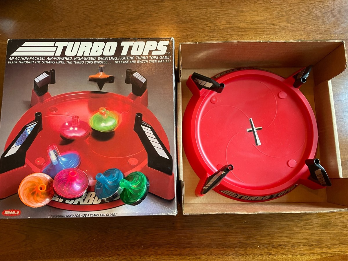 けんつぼ80s Champion BROADWAY GOBBLERS Rare Vintage 1982 Wham-O Turbo Tops Game 80s Games. Battle Tops