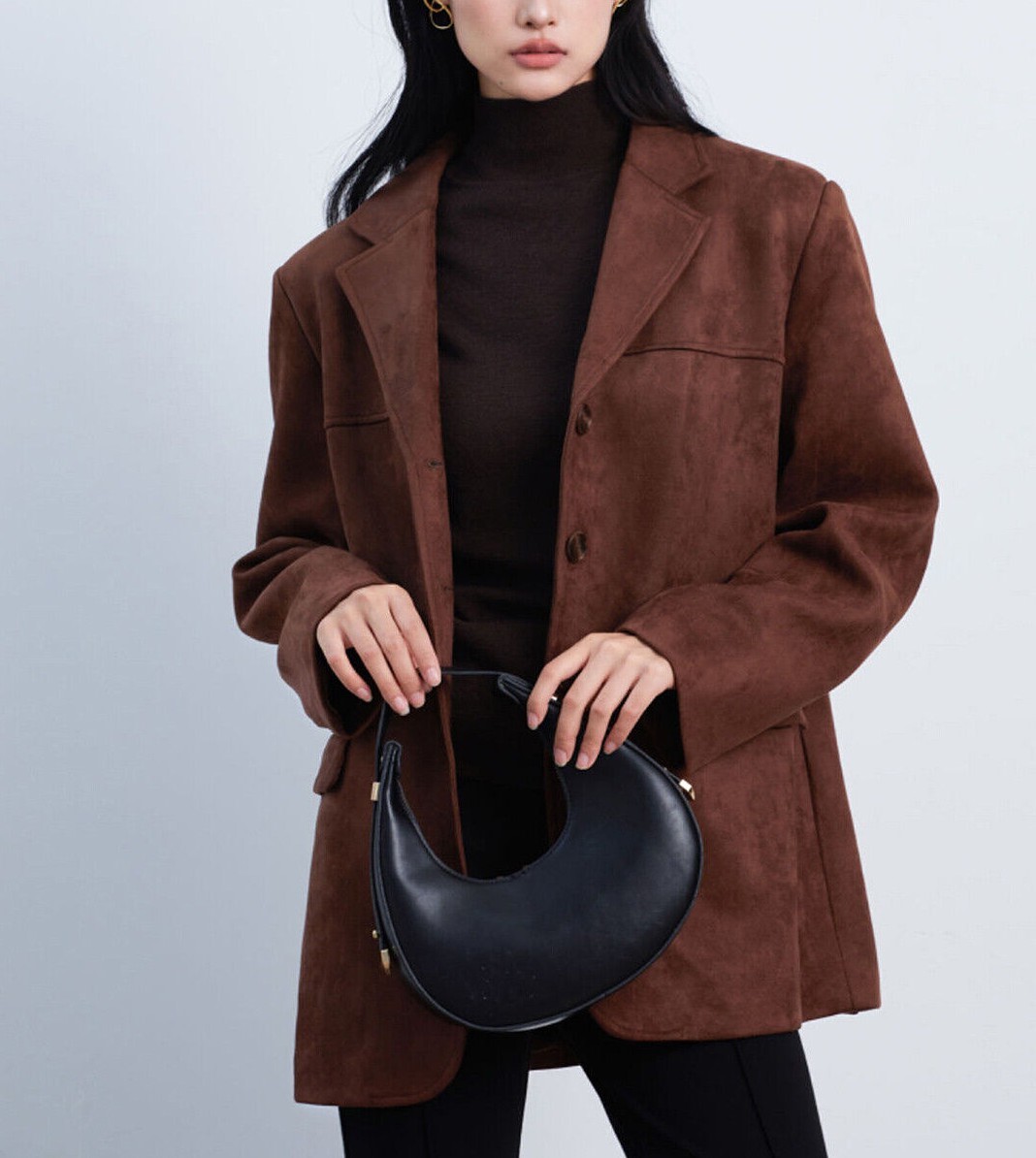 Brown Oversized Suede Trucker Jacket for Women Size XS S M L XL XXL 3XL