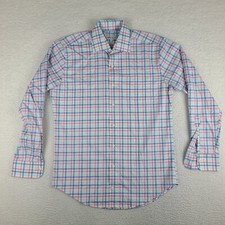 Peter Millar Shirt Mens Medium Blue Green Purple Plaid Dress Button Up